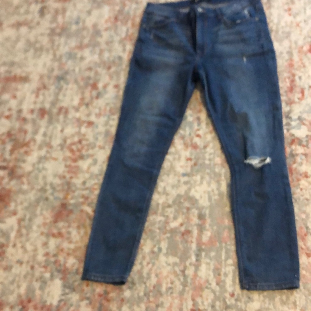 Express stretch ankle leggings. Distressed high rise size 12